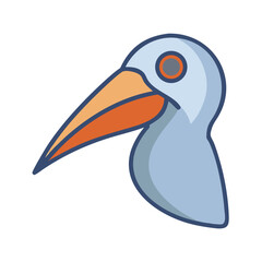 Pelican head icon, simple vector illustration on black background