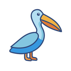 Cute stylized pelican illustration on solid black background design