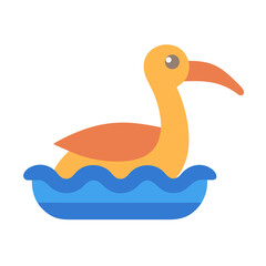 Stylized flat illustration of a bird swimming in water