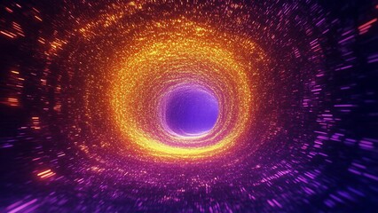 Abstract fractal art wallpaper design with a blue spiral galaxy swirling into a dark vortex in space