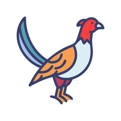 Obraz premium Stylized pheasant icon on black background, line art illustration