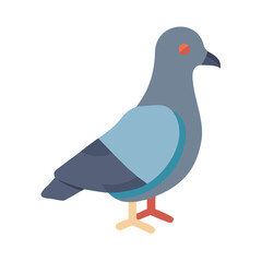 Flat design illustration of a grey pigeon on black background