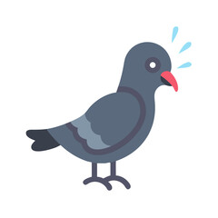 Cartoon Pigeon with a Concerned Expression on Black Background