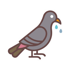 Grey pigeon with water droplets illustration on black backdrop