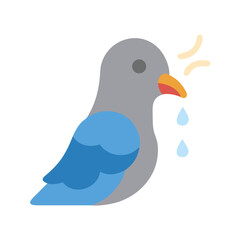 Illustration of a sneezing gray bird on a black backdrop