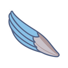 Stylized illustration of a stylized blue and beige wing