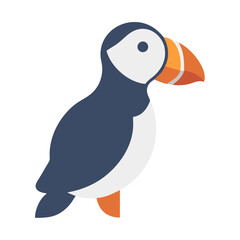 Obraz premium Flat icon illustration of a puffin standing on black