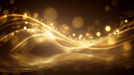 Soft golden waves of light shimmer on a dark background creating an elegant and magical atmosphere suitable for various design projects