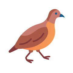 Stylized flat vector illustration of a walking brown bird