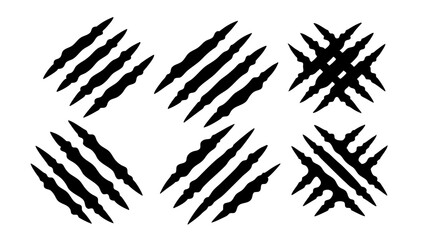 set of black claws scratches animals silhouette