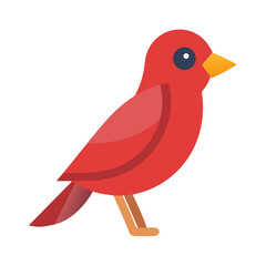 Graphic red bird illustration in simple flat style design