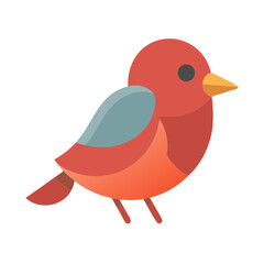 Flat vector graphic illustration of small red bird