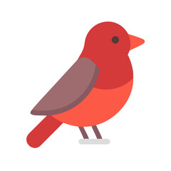 Flat vector illustration of a robin bird on black