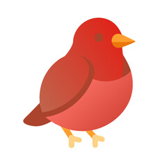Red Finch Simple Design on Black Background for projects