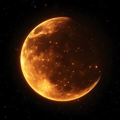 Fiery orange moon, glowing brightly against a dark, starry sky