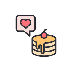 Lovely Breakfast Pancakes With Cherries And Syrup Sweet Illustration