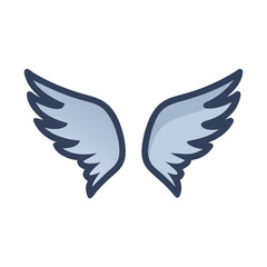 Elegant Blue Wings on Black Background, Flat Style Graphic