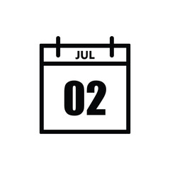 calender icon, 02 july icon with white background