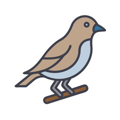 Obraz premium Minimalist bird illustration with branch isolated on black background