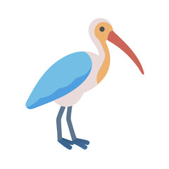 Flat design illustration of an American white ibis bird
