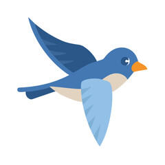 Illustration of bluebird in flight against a black backdrop