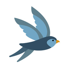 Stylized bluebird illustration in flight on black background