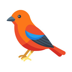 Flat illustration of a colorful scarlet tanager bird