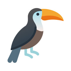 Flat vector illustration of toucan isolated on black background