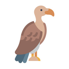 Flat design illustration of a brown vulture against black background