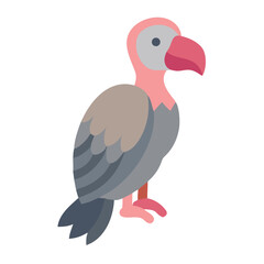 Cartoon vulture graphic in pink and gray on black