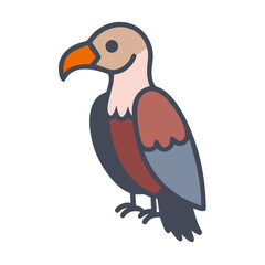 Cartoon Vulture Illustration on Black Background Looking Right