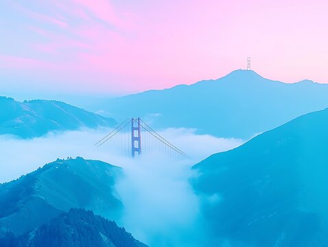 Golden Gate Bridge in Misty Mountainscape