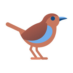 Simple flat illustration of a brown and blue bird