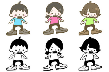 大きなサイズの靴を履いている子ども