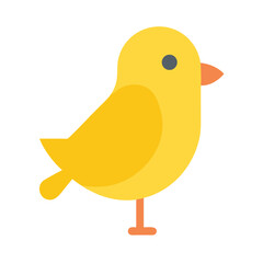 Flat design icon of a canary on black background