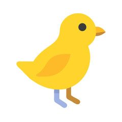 Isolated Yellow Bird Illustration with Flat Design on Black