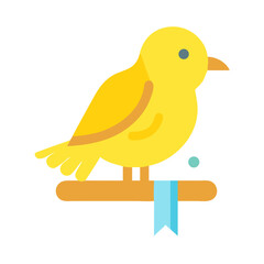 Flat graphic of a canary bird perched on branch