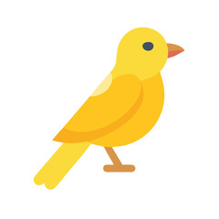 Graphic canary bird on black background flat illustration