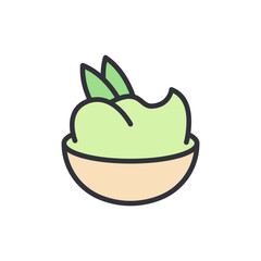 Stylized Bowl Of Green Creamy Dip Topped With Leafy Greens