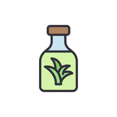 Bottle Of Aloe Vera Extract With Outline And Transparent Backdrop
