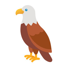 Flat vector illustration of a proud bald eagle standing