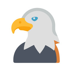 Flat icon illustration of an eagle head on black