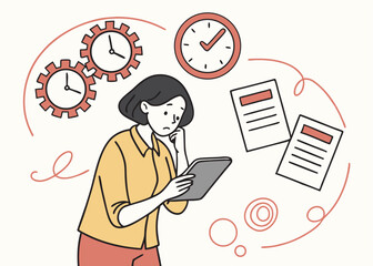 Panic Businesswoman Vector: Workplace Stress and Deadline Anxiety Illustration