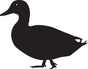Silhouette duck isolated on white background Premium vector. 
