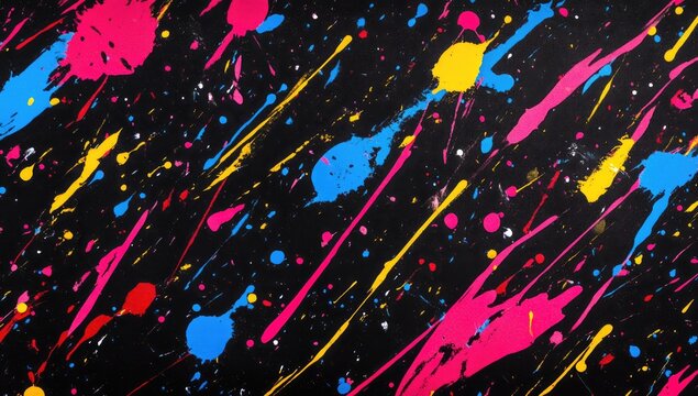Abstract paint splatter on black background