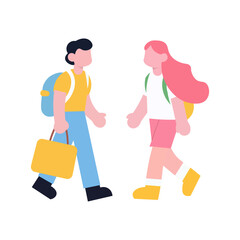 Two students walking to school, ready for the day.