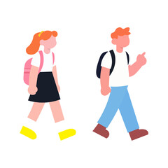 Two students walking to school, dressed in uniform.
