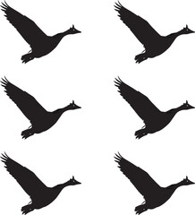 Set of silhouettes of goose birds vector on white background. 