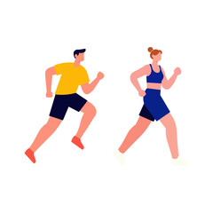 Active Couple Running in Sporty Attire