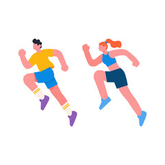 Active Couple Running in Sporty Attire